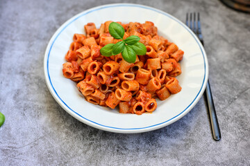 Gluten free Chickpea pasta.Low carb  High Protein pasta rigatoni bolgonese   ,   Ketogenic Diet pasta 