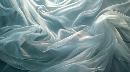 Obraz premium Soft, flowing white silk fabric, providing a delicate and ethereal visual ideal for themes of luxury, purity, and elegance