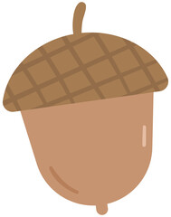 Cute happy autumn elements in Children Style Cartoon illustration brown acorn