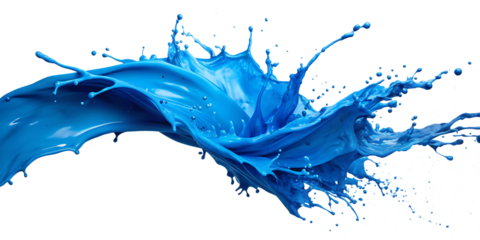 blue paint splashes,PNG  on a colored background. AI GENERATED