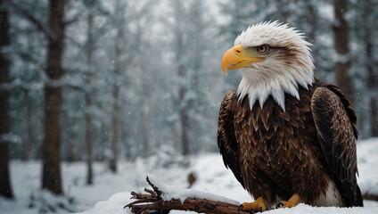 bald eagle in the snow