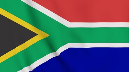 South Africa footage video waving in wind, National flag of South Africa. Sign of Republic of South Africa 4K Animation, The National flag loop animation