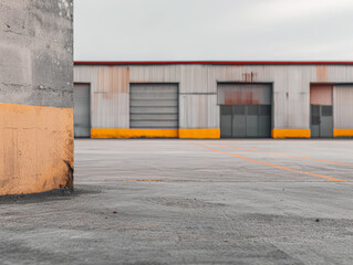 Obraz premium Warehouse storage building in contrasting colors. Commercial Real Estate concept image.