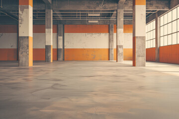 Fototapeta premium Warehouse storage building in contrasting colors. Commercial Real Estate concept image.