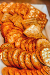 various biscuits on a plate, sweet, savory and salty