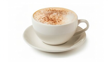 Cappuccino in a White Cup with a Saucer