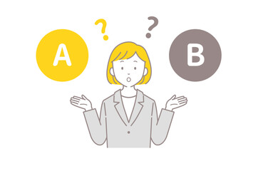 比較するスーツ姿のビジネスウーマンのベクターイラスト