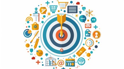 Obraz premium Target and goal concept with darts and arrows on color background