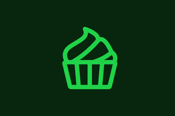 Geometric cake illustration, vector cake slice icon in flat design art.