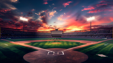 Unleashing the Splendor Baseball's Grand Sunlit Arena for Softball Sports AR 32,
A baseball stadium with a stadium in the background and a bright light that says

