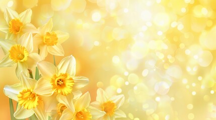 Bright Yellow Daffodil Flowers in Full Bloom - Nature Background Banner