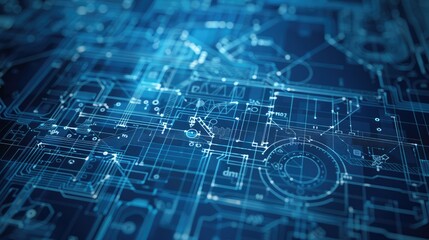 Obraz premium Technical blueprints in abstract innovation