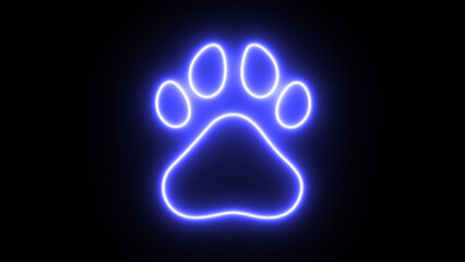 Neon Animal footprint. 3D icon sign and symbol. Colorful modern design.