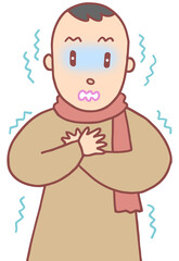 病気・疾病のイラスト - 風邪・インフルエンザ・寒気・発熱・震え