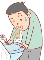 病気・疾病のイラスト - 吐き気・嘔吐・食あたり・食中毒・腹痛