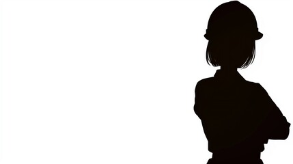 建設作業員の女性のシルエット17