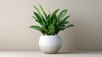 Scandinavian minimalistic home light white interior with green plant