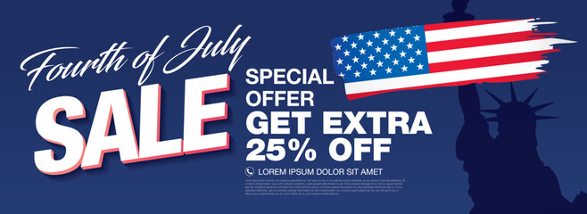 Fourth of July sale banner vector illustration
