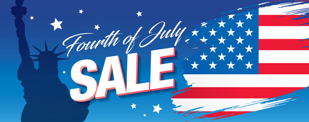 Fourth of July sale banner vector illustration
