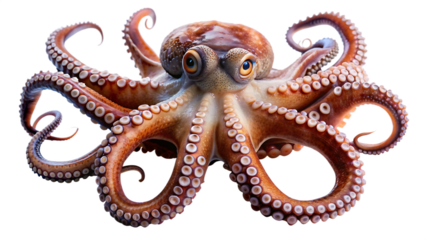 octopus two eye and full face clear view white background. AI GENERATED