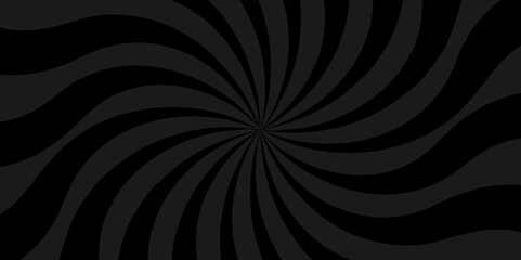Vector Abstract black and gray sun rays sunburst backdrop background. seamless retro vintage burst sunrise sunbeam element spiral striped illustration sunray template wallpaper design.