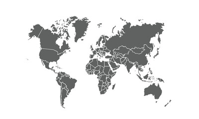 World map isolated on white background. for website layouts, background, education, precise, customizable, Travel worldwide, map silhouette backdrop, earth geography, political, reports.