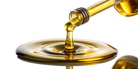 oil dripping from dropper white background. AI GENERATED