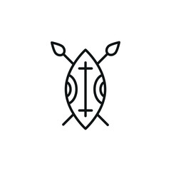 African shield and spears icon. Simple African shield and spears icon for social media, app, and web design. Vector illustration