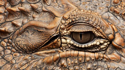 Naklejka premium Details of Alligator Skin Texture - Close-up Shot Highlighting Tough and Rugged Surface Patterns, Generative AI