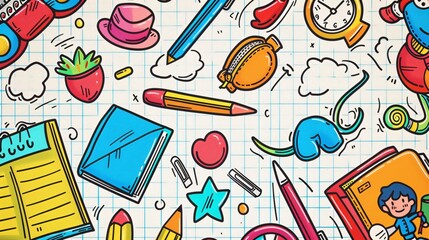 Back to school concept with vibrant school supplies