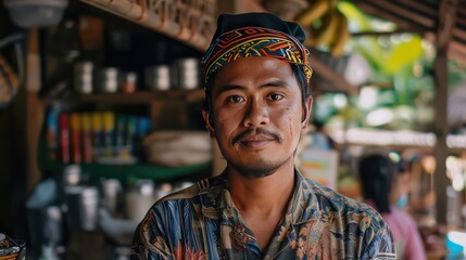 Obraz premium Photo of young Asian man on background