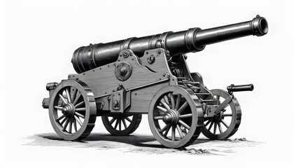 Fototapeta premium Detailed Illustration of an Antique Cannon