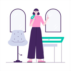 Lined Stylized Illustration Occupation Hair Stylist