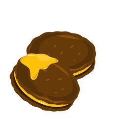 Vector art illustration of chocolate biscuit with cream cheese filling, flat design food Vector