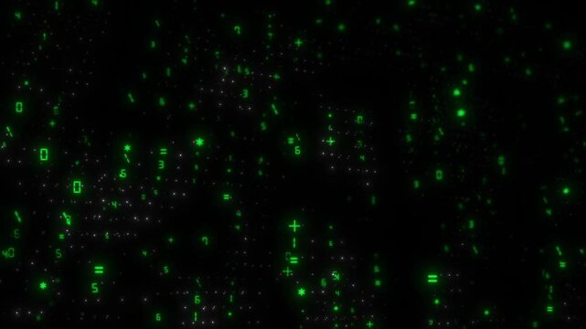 Background of flashing moving numbers representing digital technologies