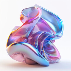 Obraz premium Iridescent fluid 3D shape isolated on white background