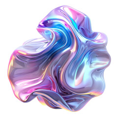 Obraz premium Iridescent fluid 3D shape isolated on white background