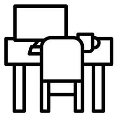 Fototapeta premium Workspace Desk icon vector image. Can be used for Freelancer.
