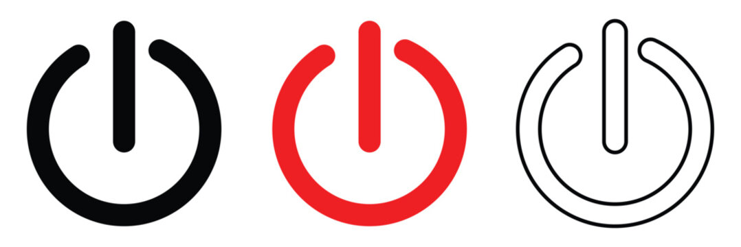 Power button icon vector isolated on white background, logo concept of power button sign on white background, black filled symbol icon