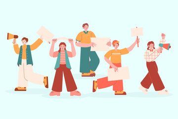 Fototapeta premium People Protesting Using Placard Illustration