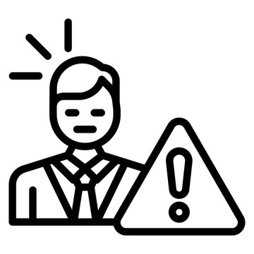 alerted businessman with warning sign clip art preview