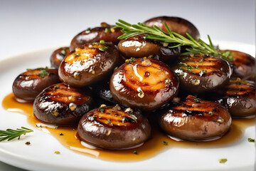 Grilled champignons isolated on white background. Collection with clipping path.
