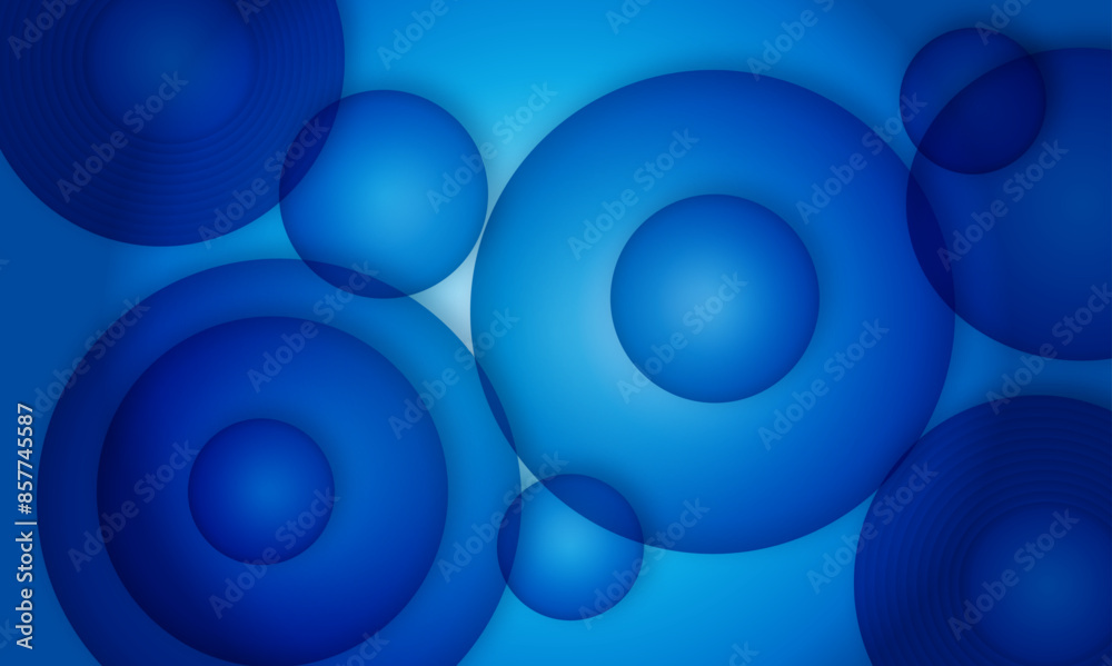 Wall mural Abstract circle paper cut layer gradient background blue color. Elegant circle shape design