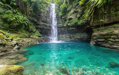 Naklejka premium Serene Waterfall Oasis