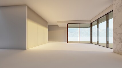 Architecture background empty interior of modern building 3d render