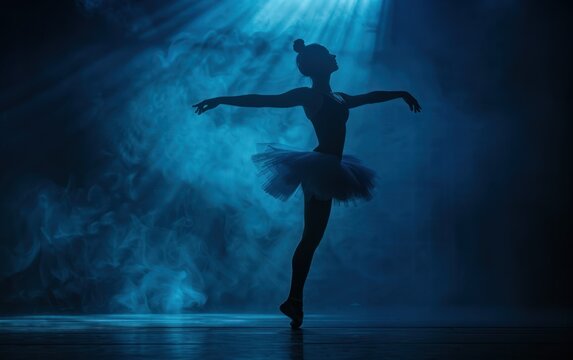 Silhouette of a Ballet Dancer on Stage