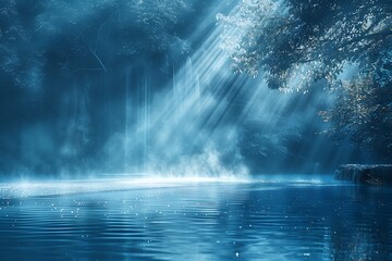 Mystical Forest Lake at Dawn