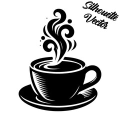 Vector silhouette of a coffee cup.