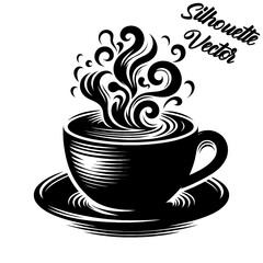 Vector silhouette of a coffee cup.