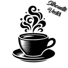 Vector silhouette of a coffee cup.